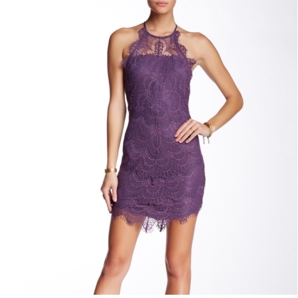 Elegant Purple Lace Dress